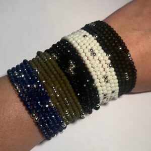 Collection bracelet femme cinq tours en perle de facettes en verre de cristal conçu sur mesure avec des perles de 3 mm