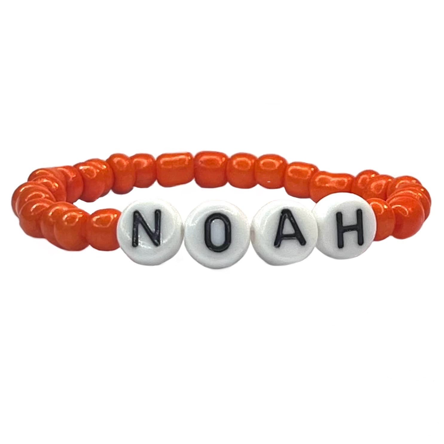 Bracelet garçon Robby en perles Tchèque orange conçu sur mesure avec des perles de 4 mm