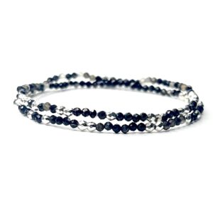 Bracelet femme de pierres naturelles en spinelles Black Stripe conçu sur mesure avec des perles de 2 mm