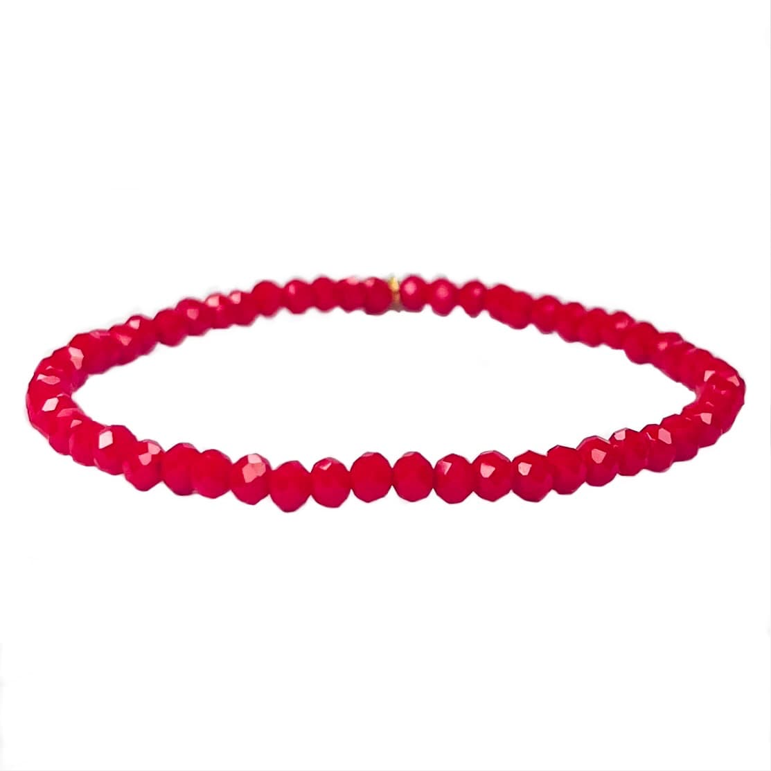 Bracelet femme perles en verre de cristal à facettes rouge cerise conçu sur mesure avec des perles de 3 mm