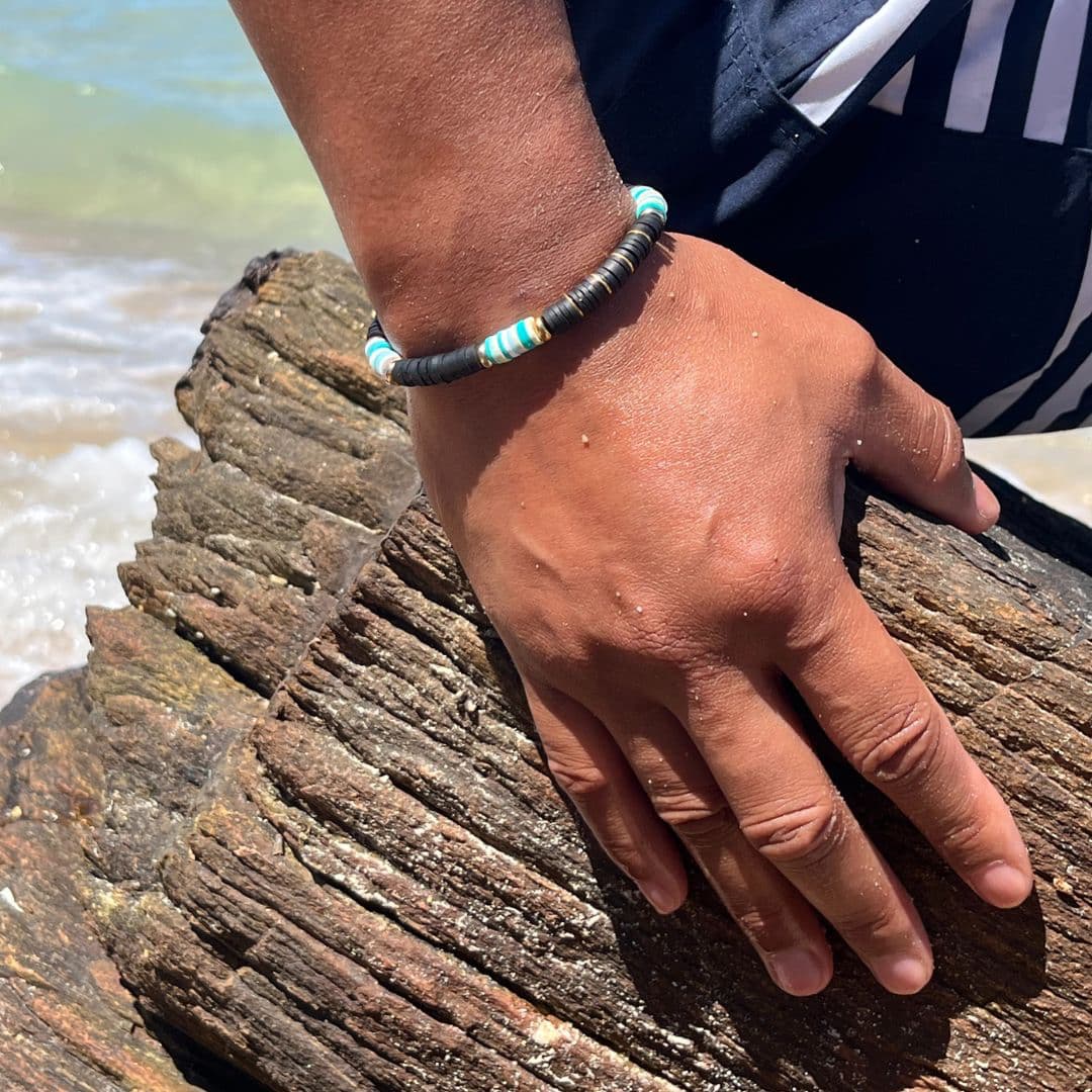 Bracelet homme en perles heishi conçu sur mesure avec des perles de 6 mm